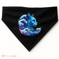 Blue Cat Wave Illustrations USA-Made Doggie Bandana thumb 0