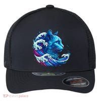 Blue Cat Wave Illustrations Flexfit Unipanel Trucker Cap thumb 0