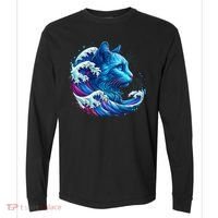 Blue Cat Wave Illustrations Comfort Colors Heavyweight Long Sleeve T-Shirt thumb 0