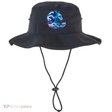 Blue Cat Wave Illustrations Bucket Hat