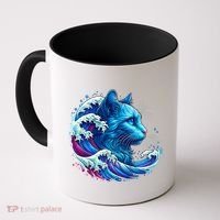 Blue Cat Wave Illustrations Coffee Mug thumb 0