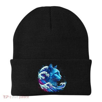 Blue Cat Wave Illustrations Beanie
