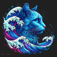Blue Cat Wave Illustrations 12oz Stainless Steel Coffee Mug thumb 3