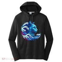Blue Cat Wave Illustrations Performance Fleece Hoodie thumb 0