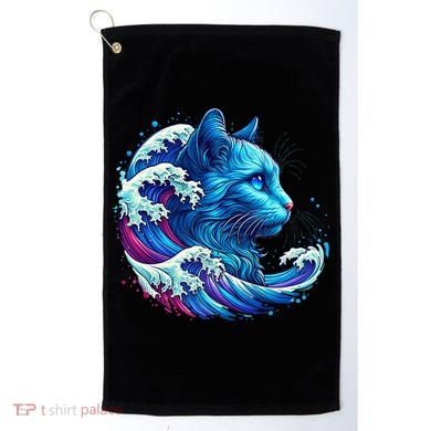 Blue Cat Wave Illustrations Golf Towel