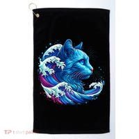 Blue Cat Wave Illustrations Golf Towel thumb 0