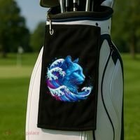 Blue Cat Wave Illustrations Golf Towel thumb 2