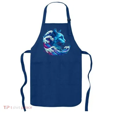 Blue Cat Wave Illustrations Apron