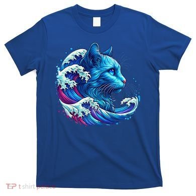 Blue Cat Wave Illustrations T-Shirt