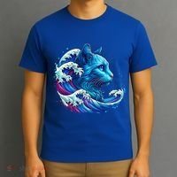 Blue Cat Wave Illustrations T-Shirt thumb 3