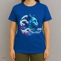 Blue Cat Wave Illustrations T-Shirt thumb 4