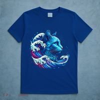 Blue Cat Wave Illustrations T-Shirt thumb 5