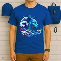 Blue Cat Wave Illustrations T-Shirt thumb 6