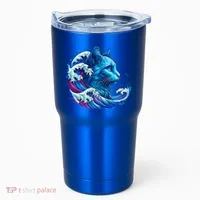 Blue Cat Wave Illustrations Tumbler thumb 0