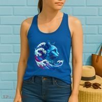 Blue Cat Wave Illustrations Women's Tank Top thumb 2