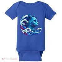 Blue Cat Wave Illustrations Baby Bodysuit thumb 0