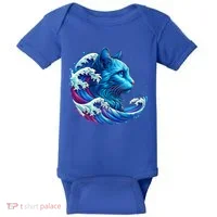 Blue Cat Wave Illustrations Baby Bodysuit thumb 0