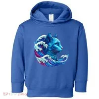 Blue Cat Wave Illustrations Toddler Hoodie thumb 0
