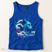 Blue Cat Wave Illustrations Tank Top thumb 2