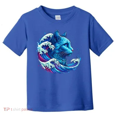 Blue Cat Wave Illustrations Toddler T-Shirt