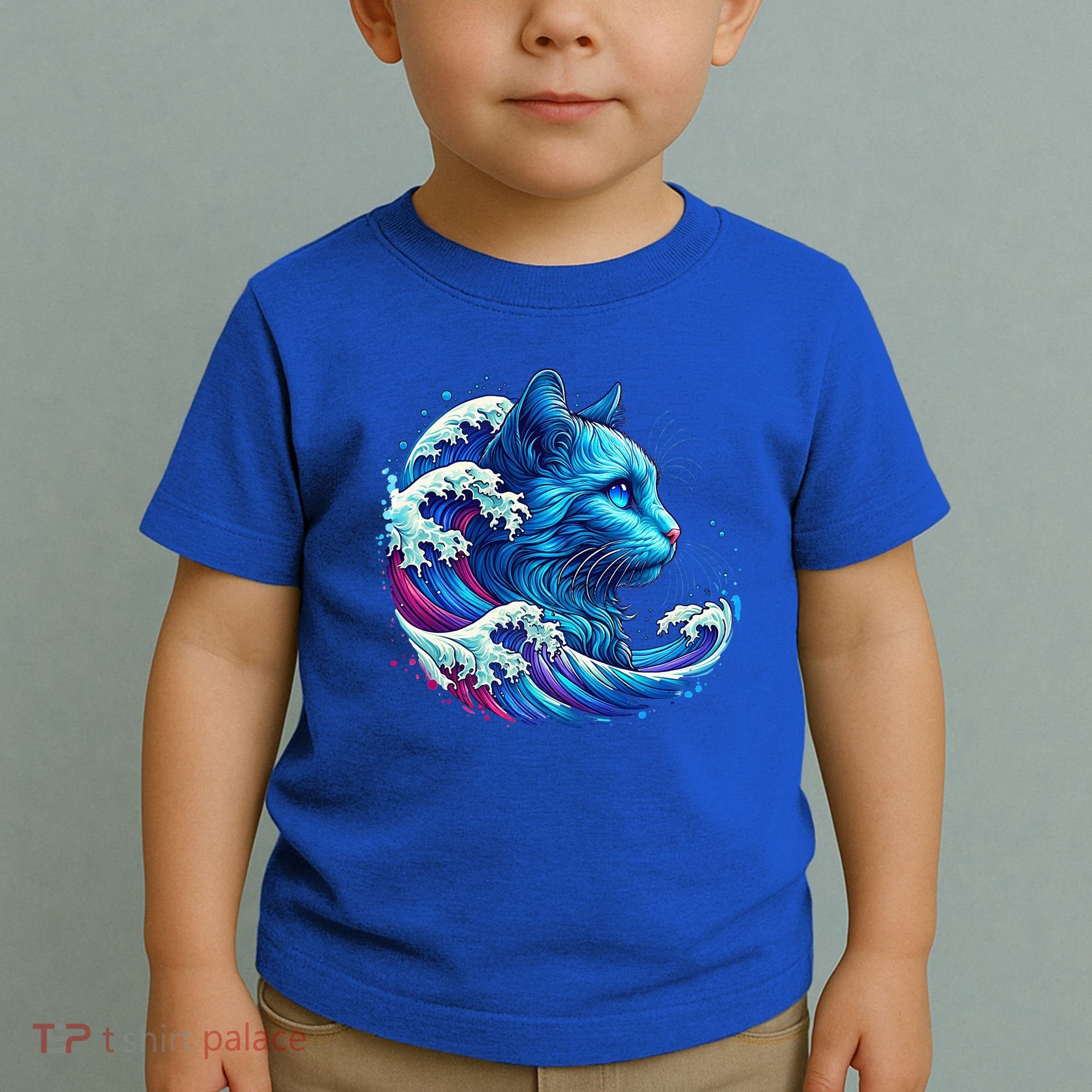 Blue Cat Wave Illustrations Toddler T-Shirt