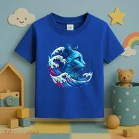 Blue Cat Wave Illustrations Toddler T-Shirt thumb 3