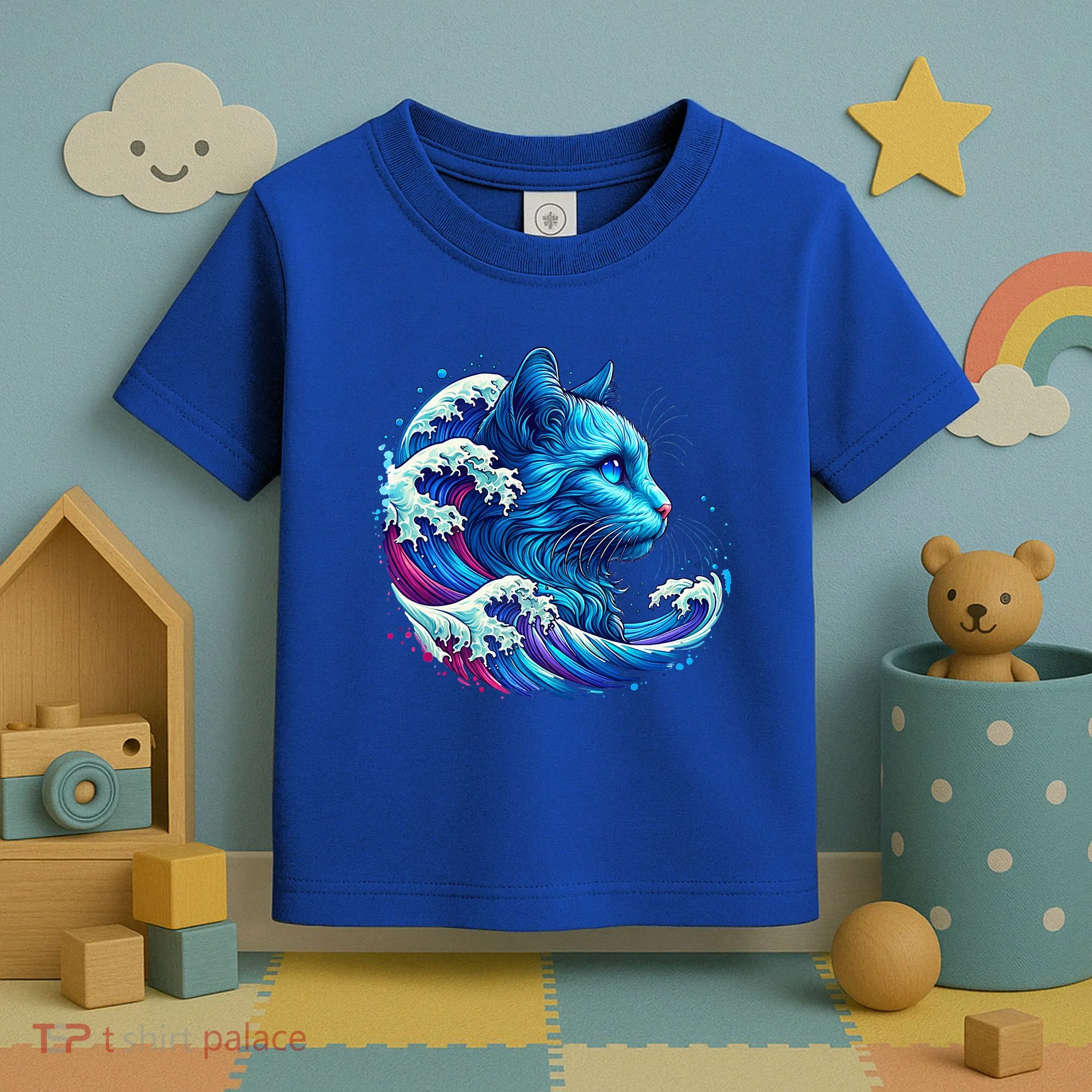 Blue Cat Wave Illustrations Toddler T-Shirt
