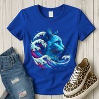 Blue Cat Wave Illustrations Women's T-Shirt thumb 3