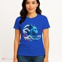 Blue Cat Wave Illustrations Women's T-Shirt thumb 4