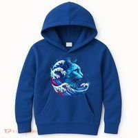 Blue Cat Wave Illustrations Kids Hoodie thumb 0