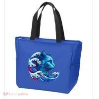 Blue Cat Wave Illustrations Tote Bag thumb 3