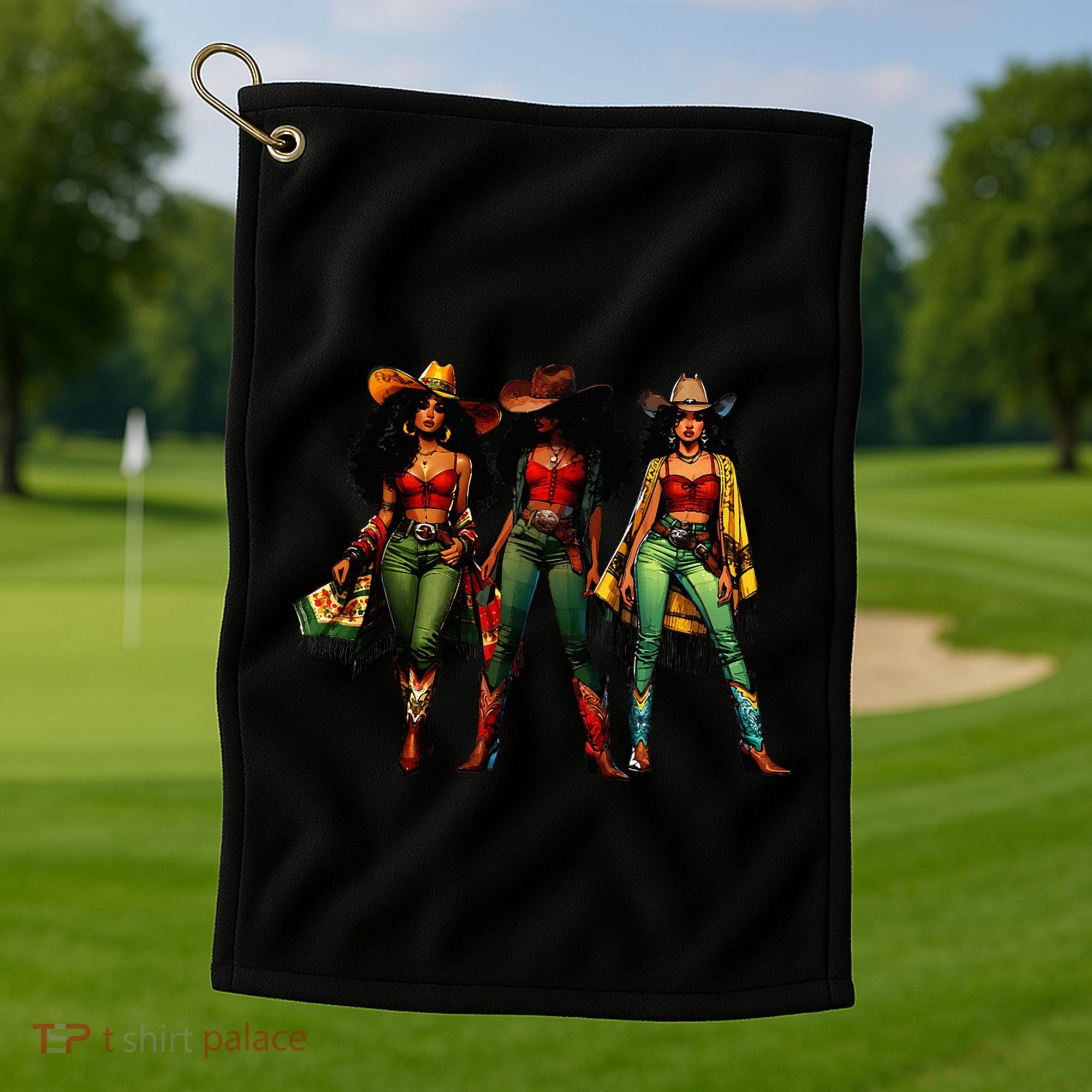 Black Cowgirl Western Rodeo Melanin Juneteenth Freedom Texas Golf Towel