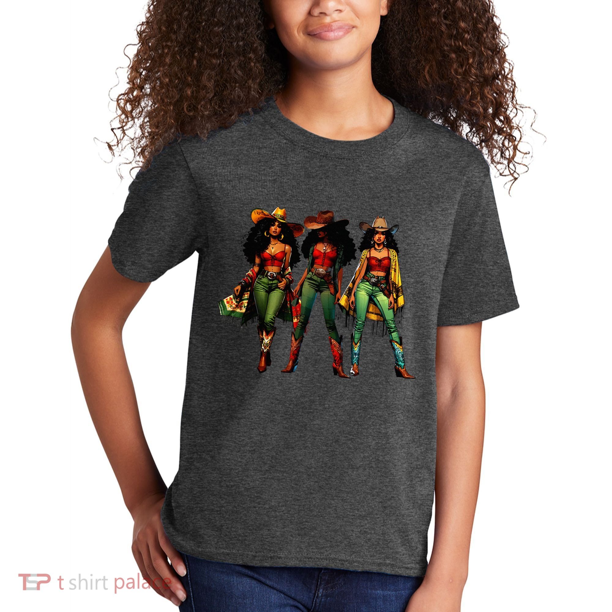 Black Cowgirl Western Rodeo Melanin Juneteenth Freedom Texas Kids T-Shirt