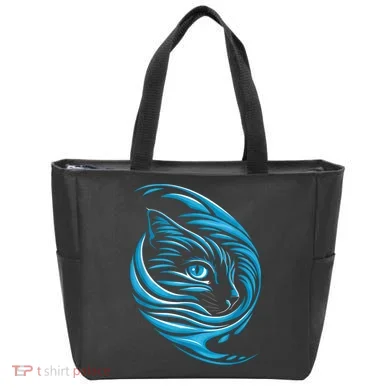 Blue Cat Wave Tote Bag