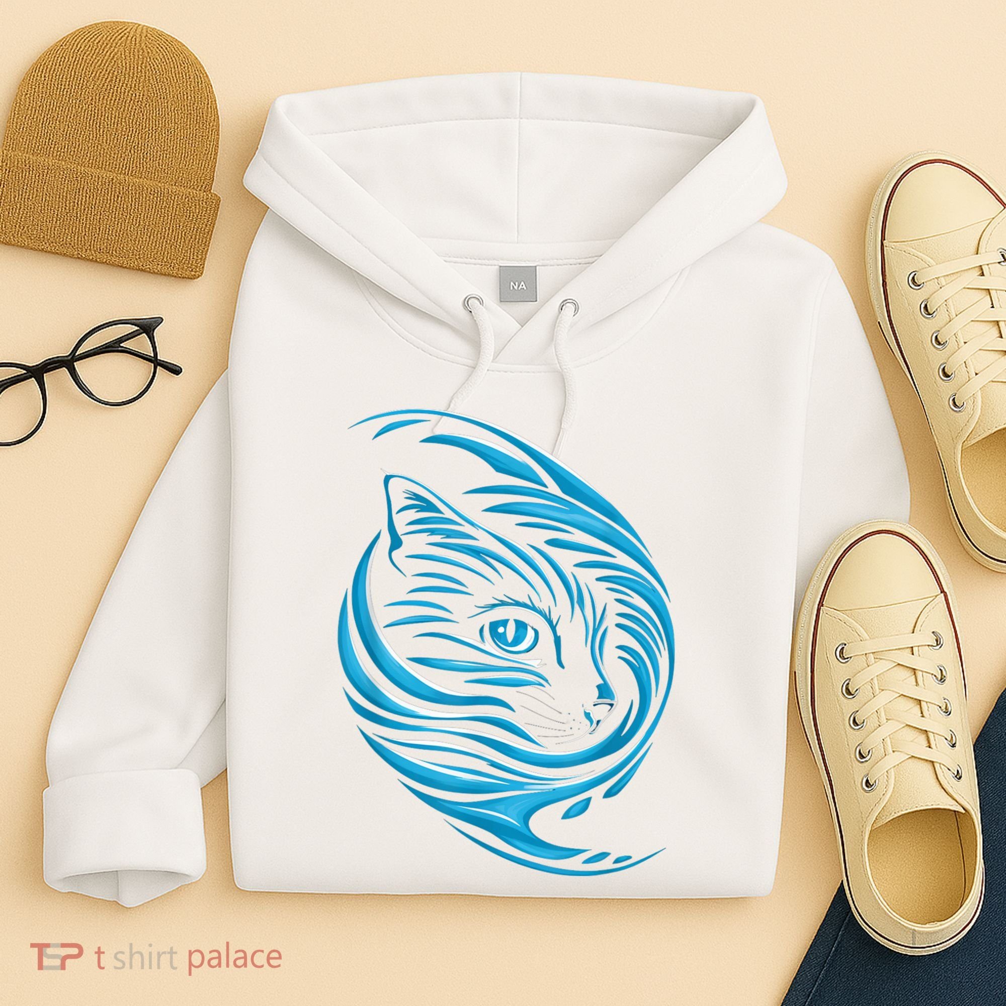 Blue Cat Wave Hoodie