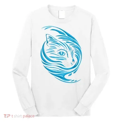 Blue Cat Wave Long Sleeve Shirt