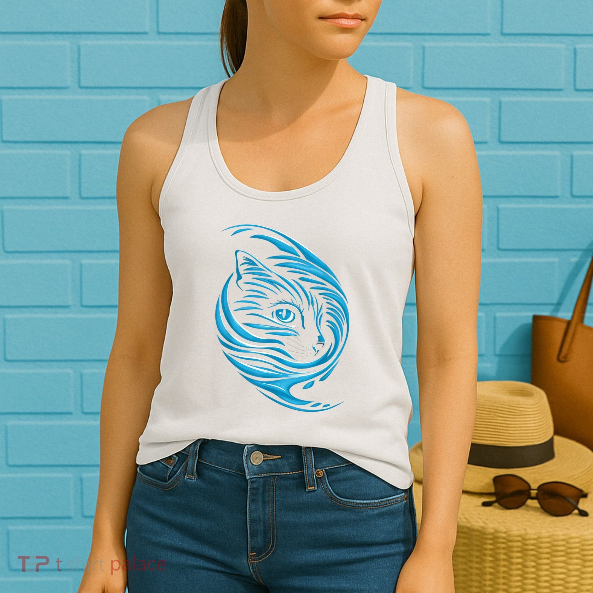 Blue Cat Wave Women's Tank Top