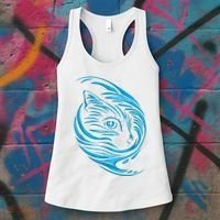 Blue Cat Wave Women's Tank Top thumb 3