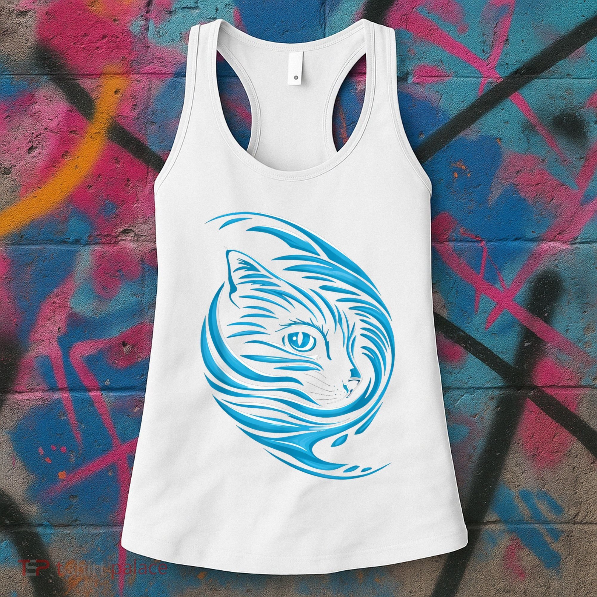 Blue Cat Wave Women's Tank Top