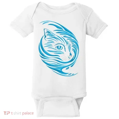 Blue Cat Wave Baby Bodysuit