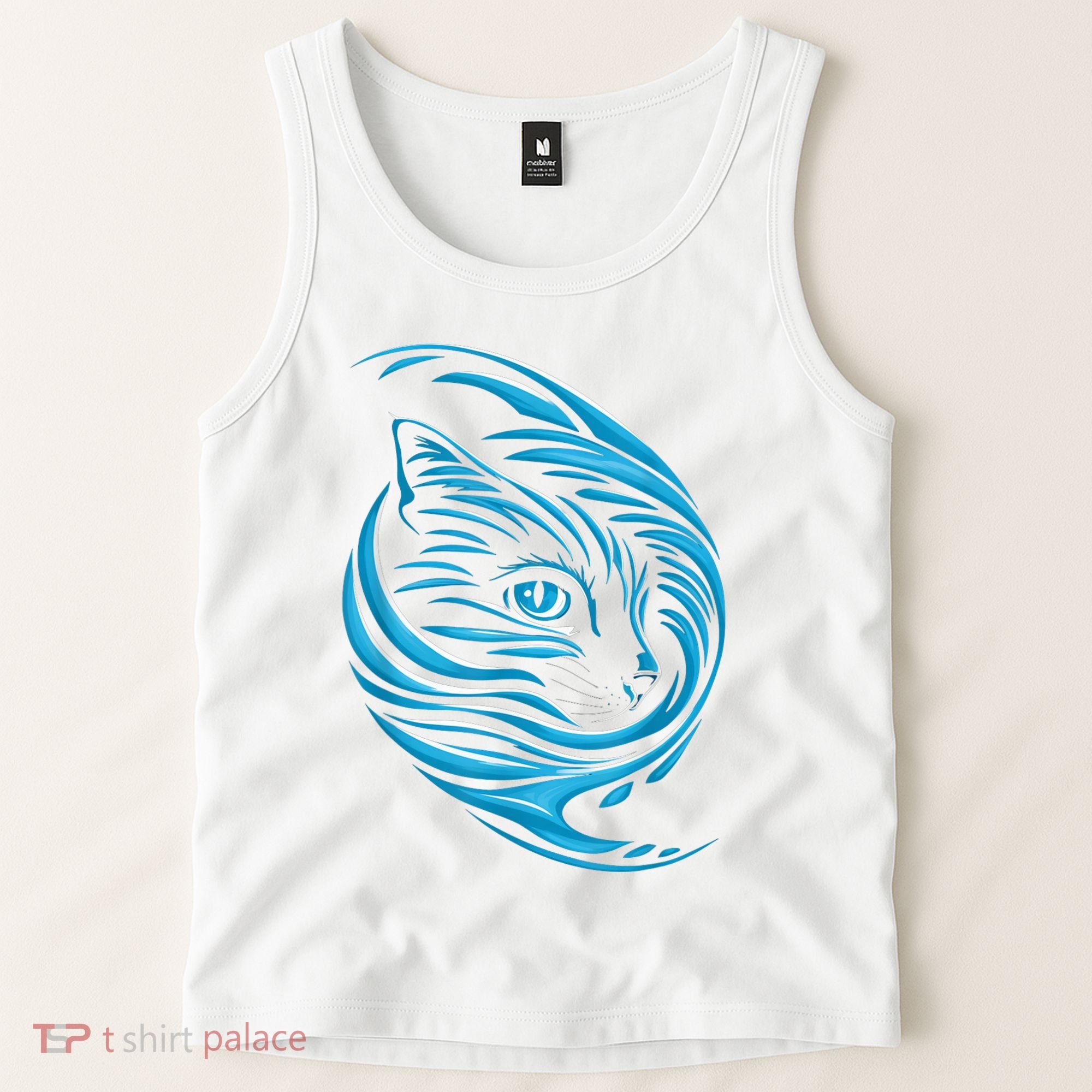 Blue Cat Wave Tank Top