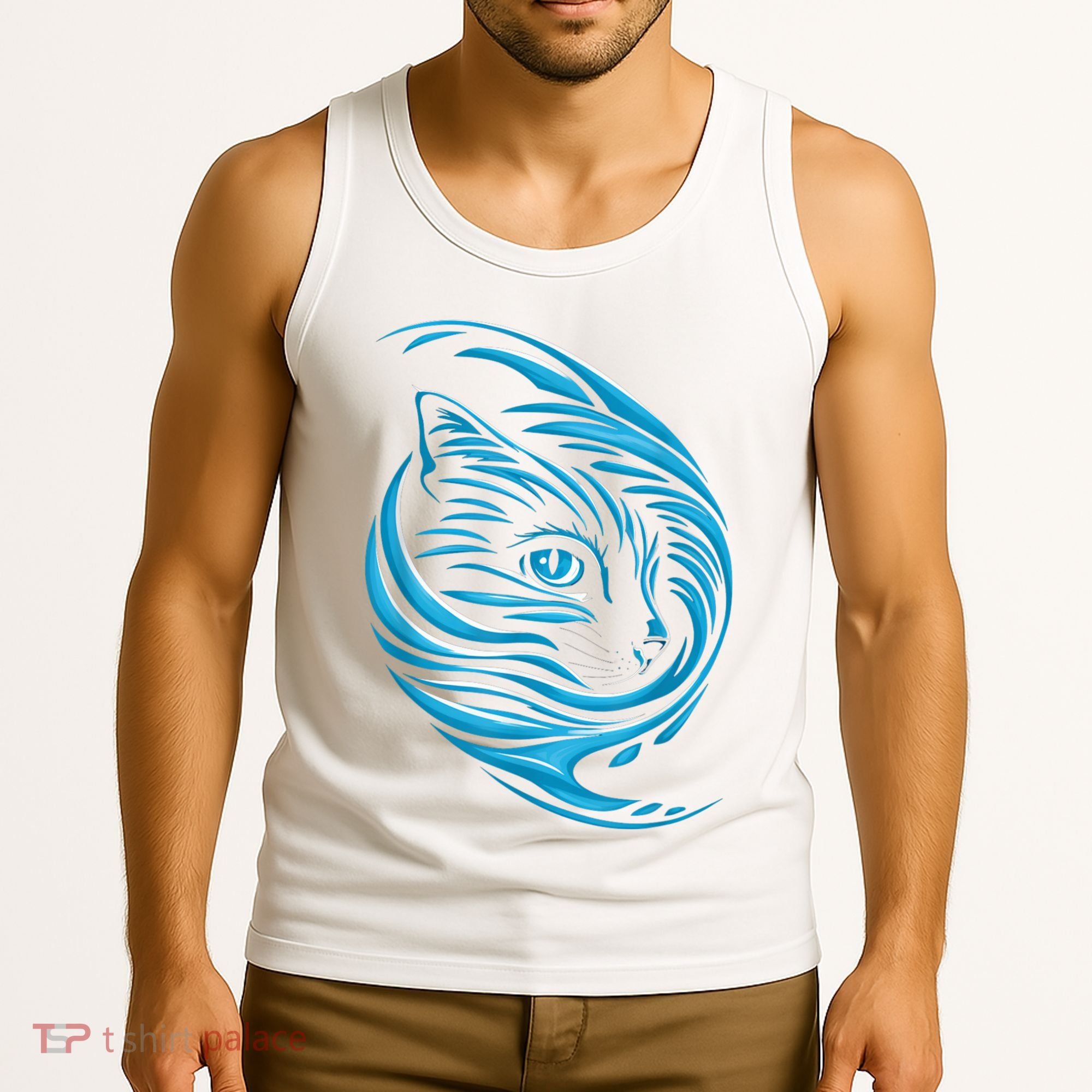 Blue Cat Wave Tank Top