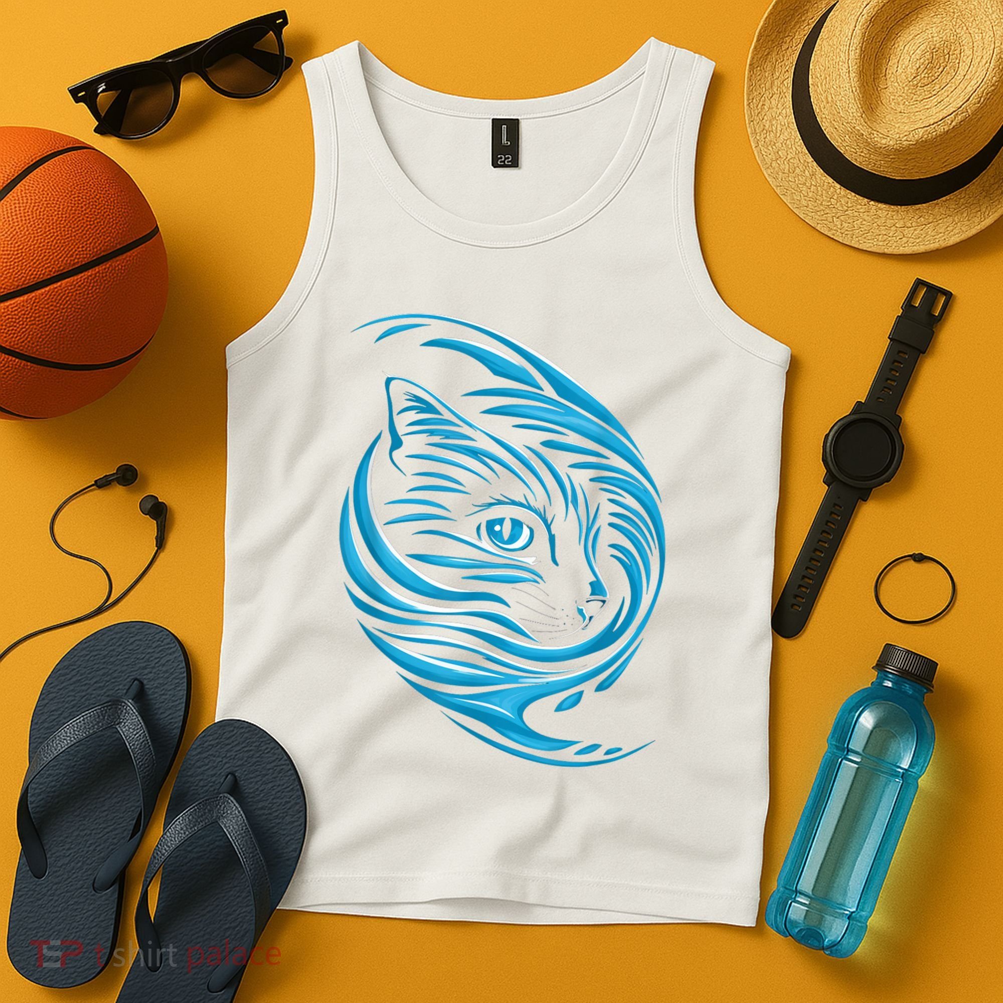 Blue Cat Wave Tank Top