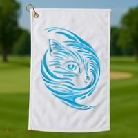 Blue Cat Wave Golf Towel thumb 1