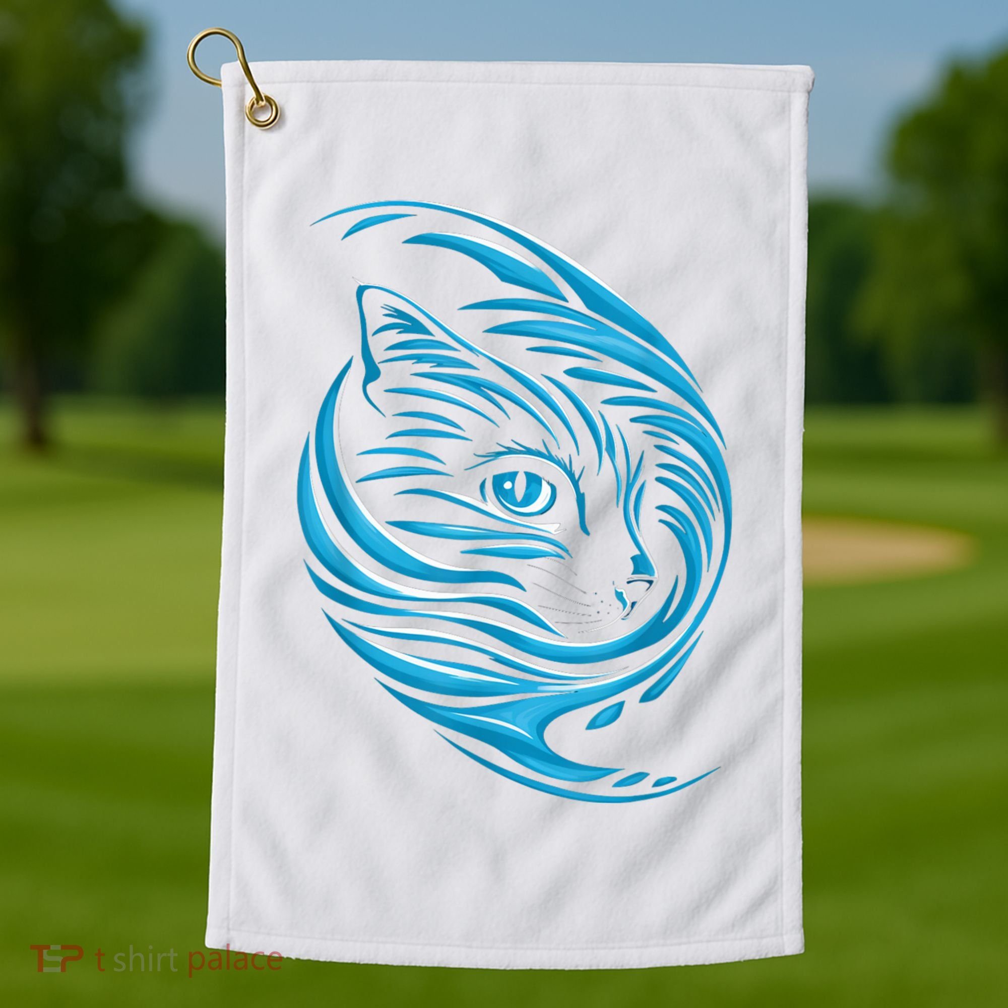 Blue Cat Wave Golf Towel
