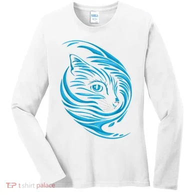 Blue Cat Wave Women's Long Sleeve Shirt