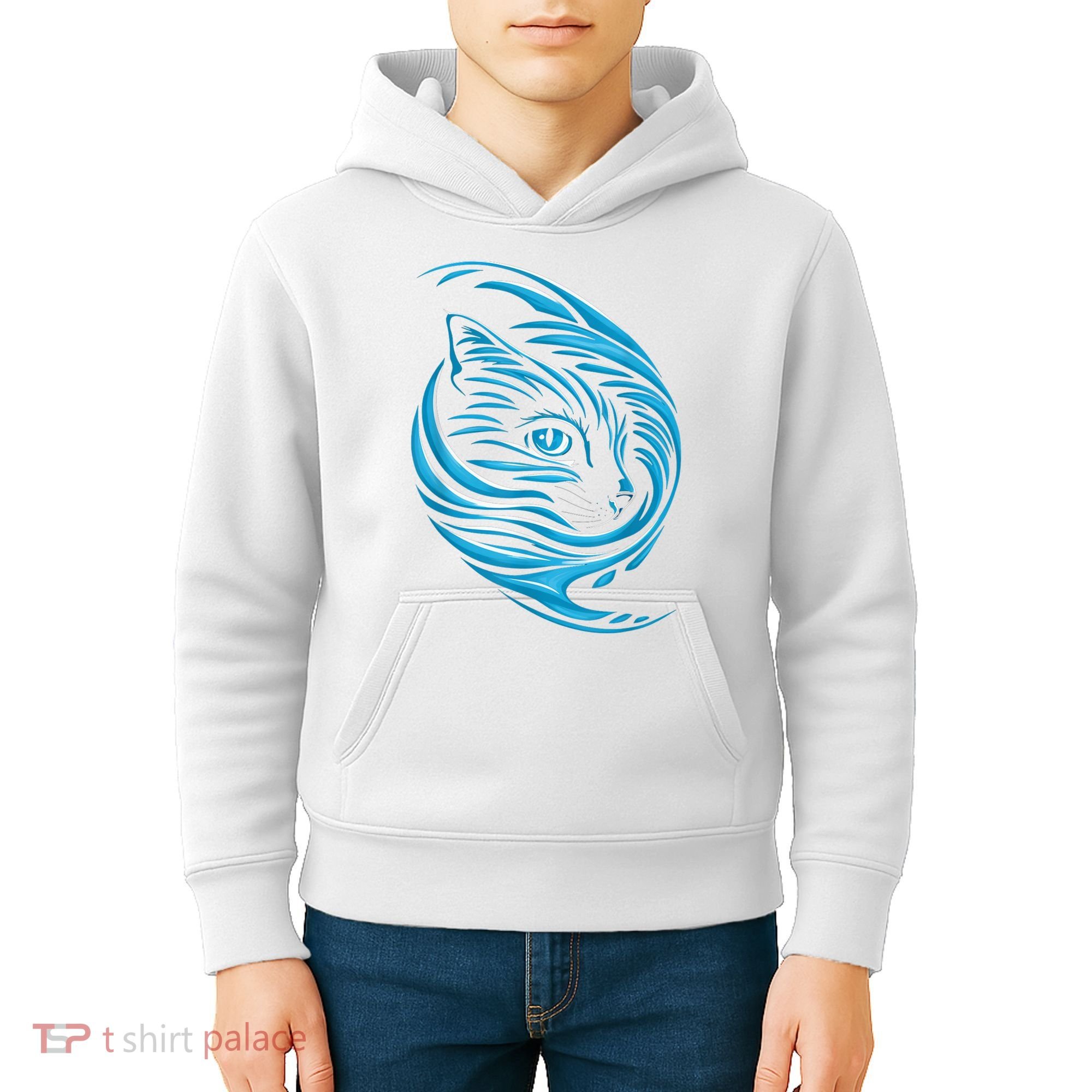 Blue Cat Wave Kids Hoodie