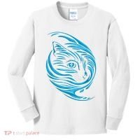 Blue Cat Wave Kids Long Sleeve Shirt thumb 0