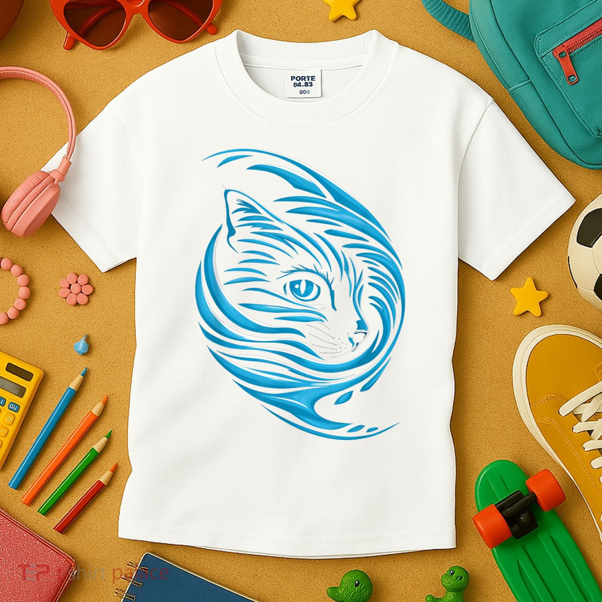Blue Cat Wave Kids T-Shirt