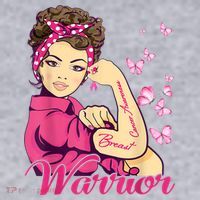 Breast Cancer Warrior Rosie Riveter Pink Ribbon Unbreakable Women's Racerback Cropped Tank thumb 2